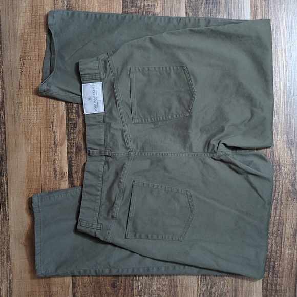 Williams & Kent 5-Pocket Flat Front Straight Leg Chino Pant Olive Green 36x30 - Picture 5 of 9